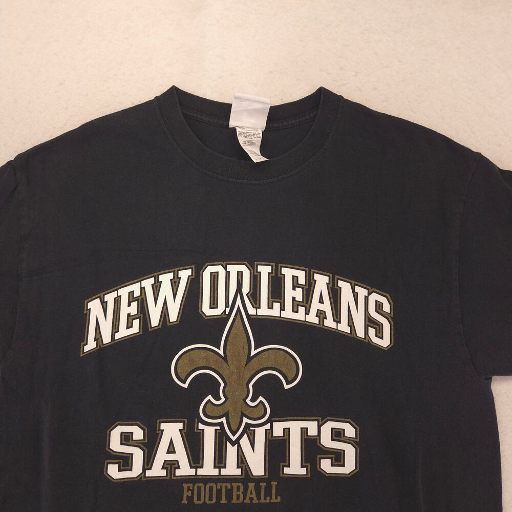 NFL New Orleans Saints Short Sleeve Football Shirt Mens Size Large L Black White